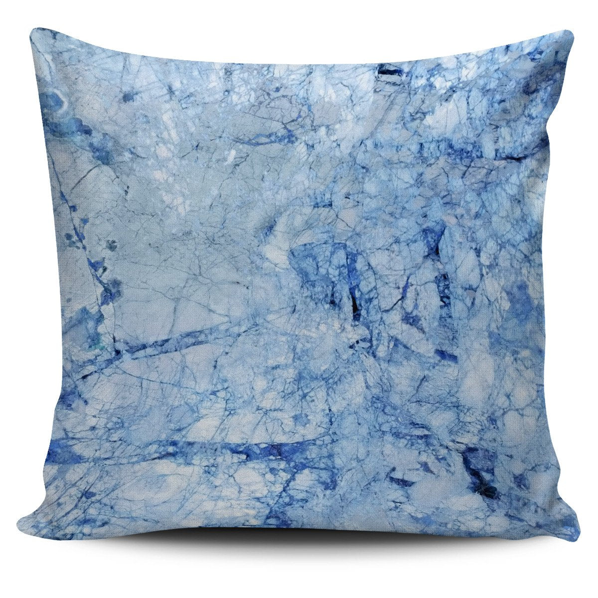 Ice Blue Marble Print Pillow Cover