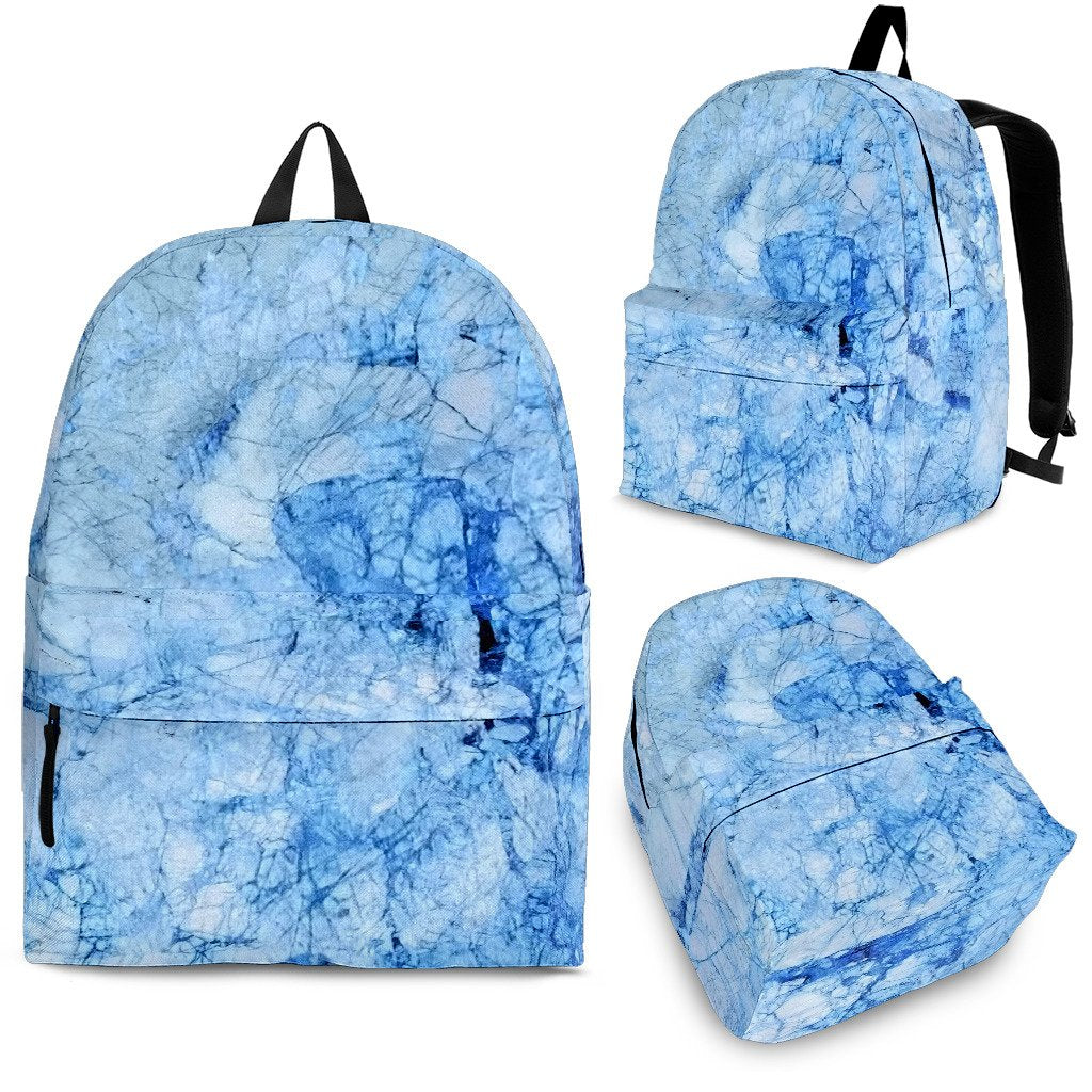 Ice Blue Marble Print School Backpack