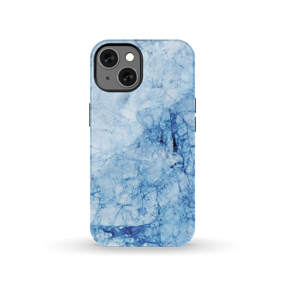 Ice Blue Marble Print Tough Phone Case