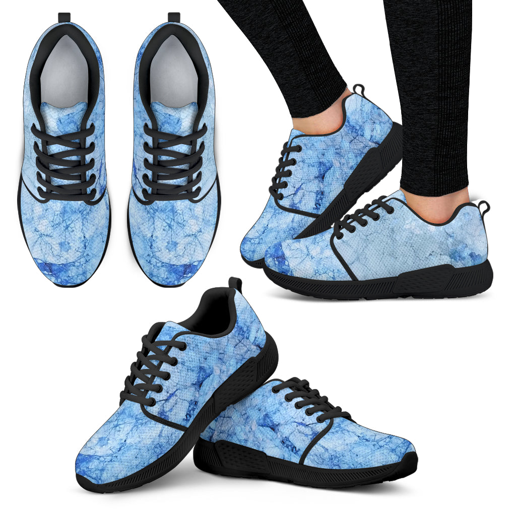 Ice Blue Marble Print Women's Athletic Shoes