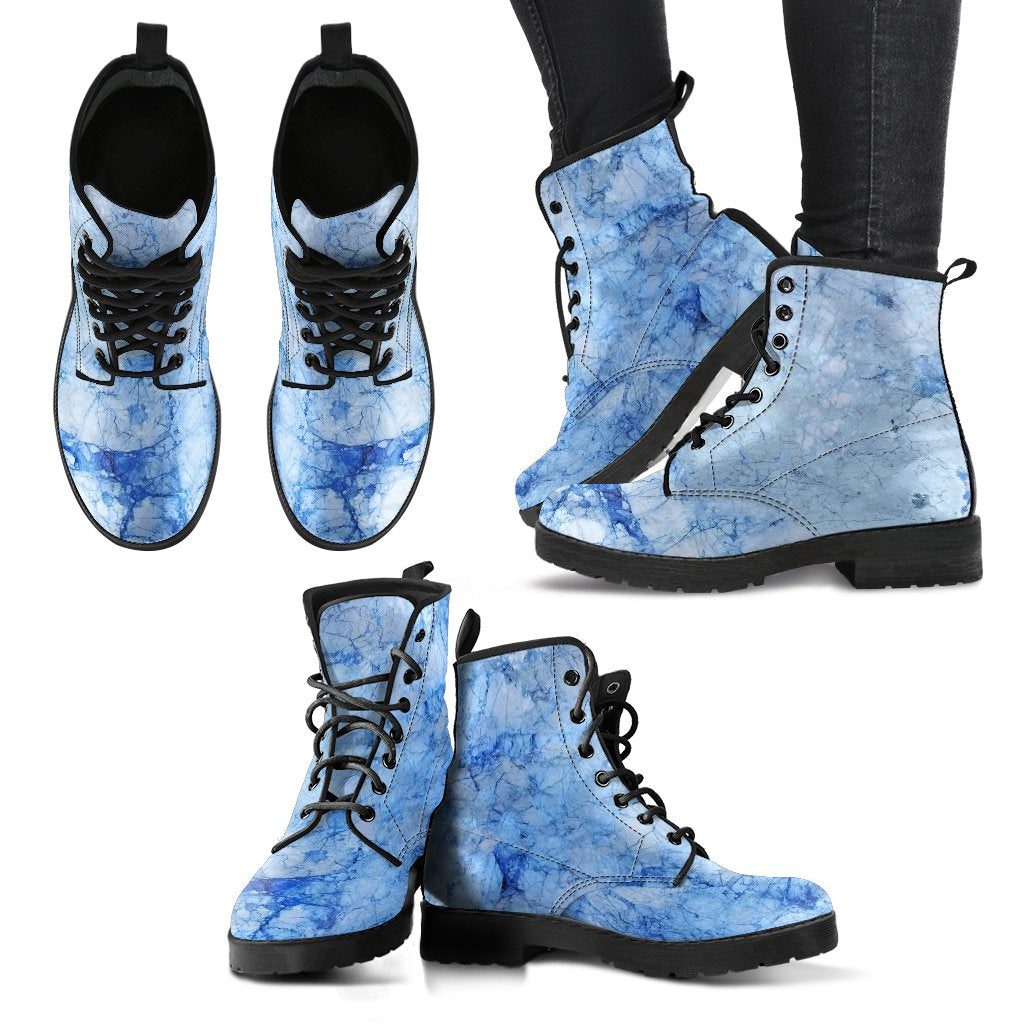 Ice Blue Marble Print Women's Boots