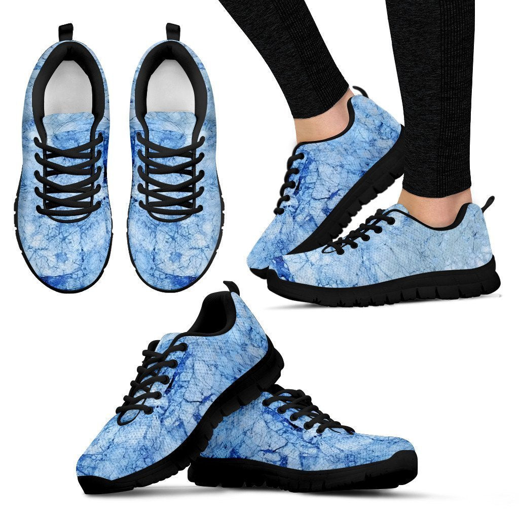 Ice Blue Marble Print Women's Sneakers