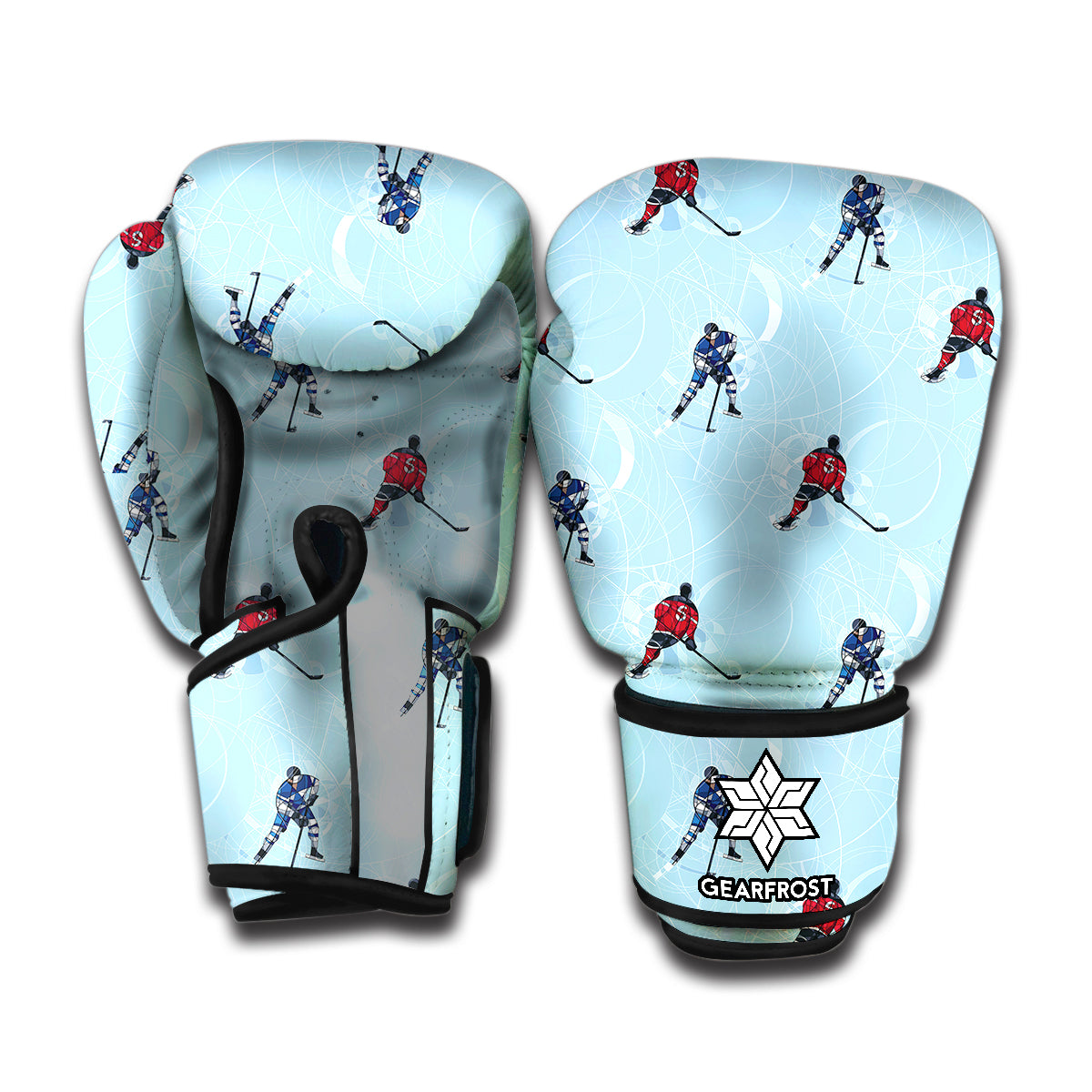 Ice Hockey Players Pattern Print Boxing Gloves