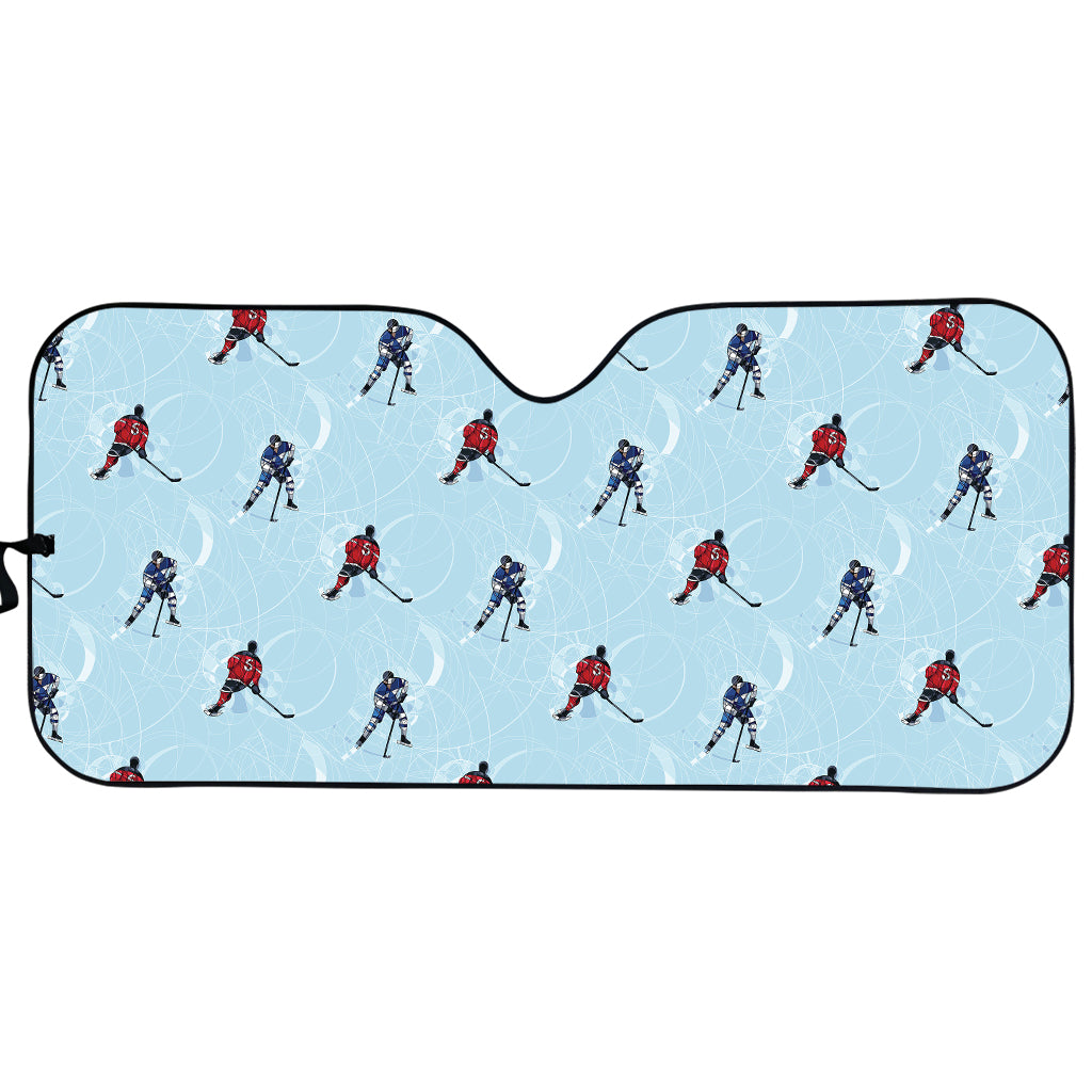 Ice Hockey Players Pattern Print Car Sun Shade