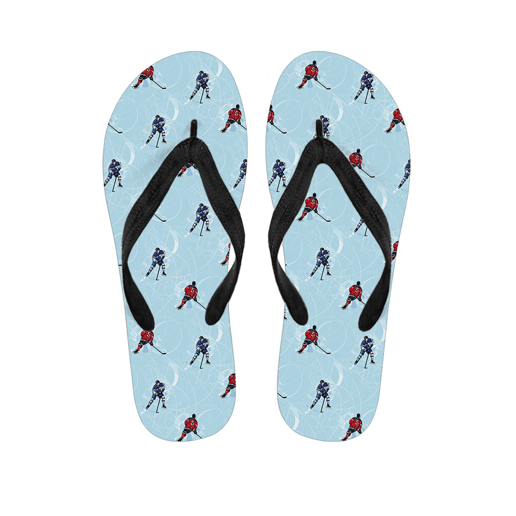 Ice Hockey Players Pattern Print Flip Flops