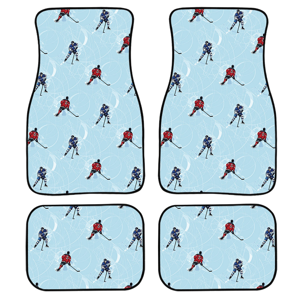 Ice Hockey Players Pattern Print Front and Back Car Floor Mats