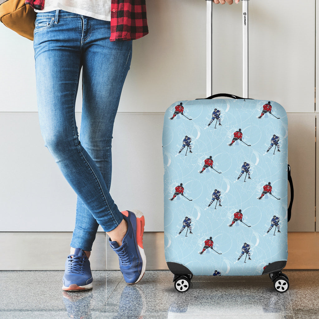 Ice Hockey Players Pattern Print Luggage Cover