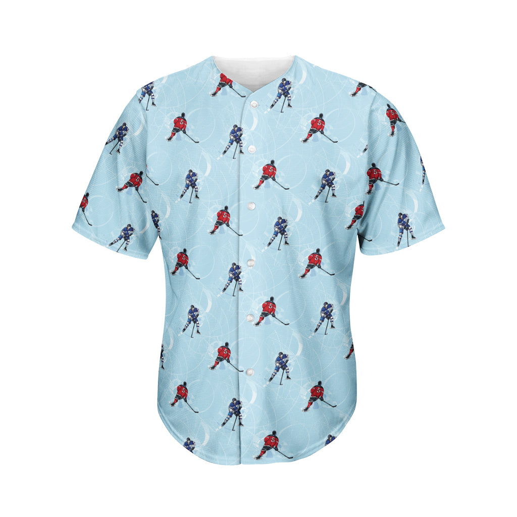 Ice Hockey Players Pattern Print Men's Baseball Jersey