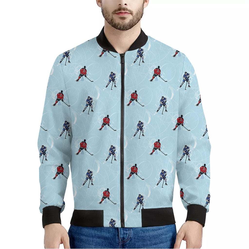 Ice Hockey Players Pattern Print Men's Bomber Jacket