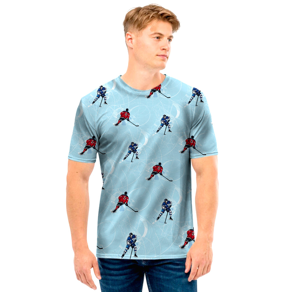 Ice Hockey Players Pattern Print Men's T-Shirt