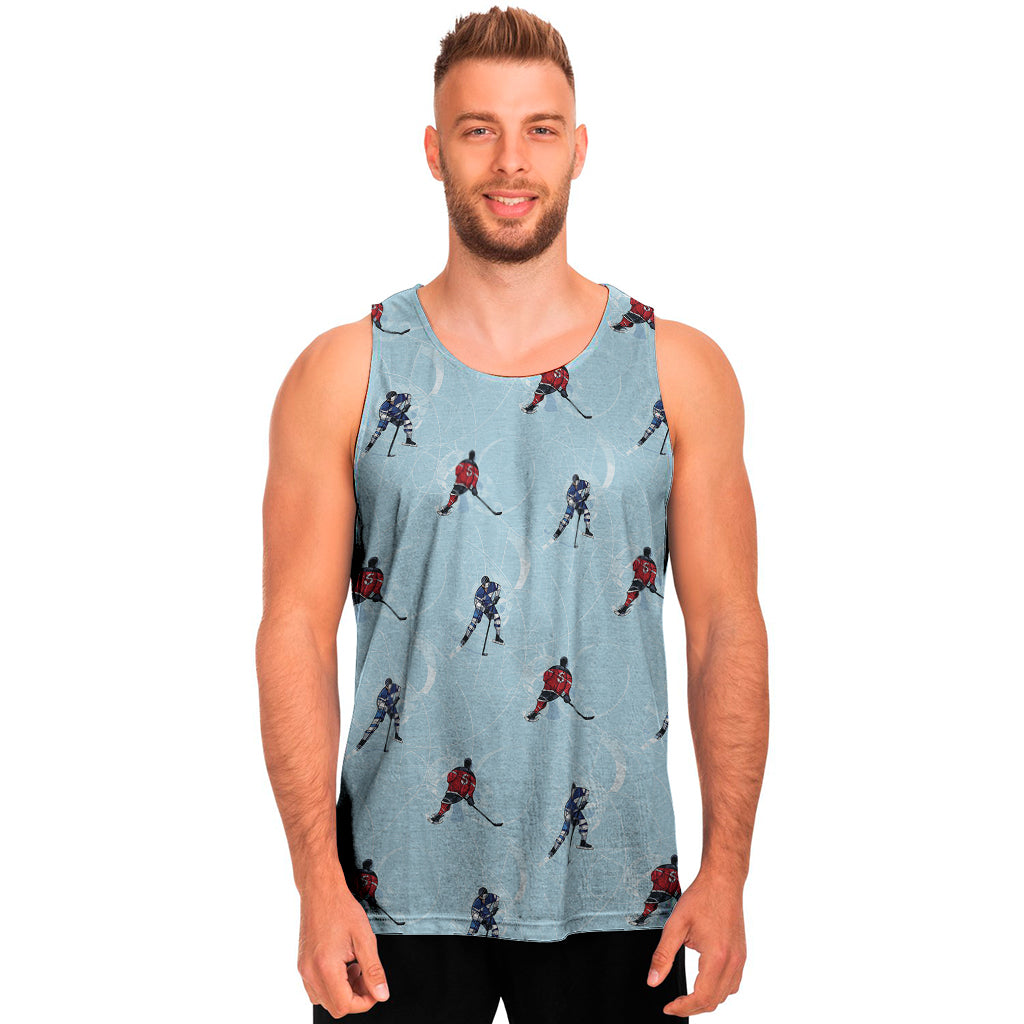 Ice Hockey Players Pattern Print Men's Tank Top