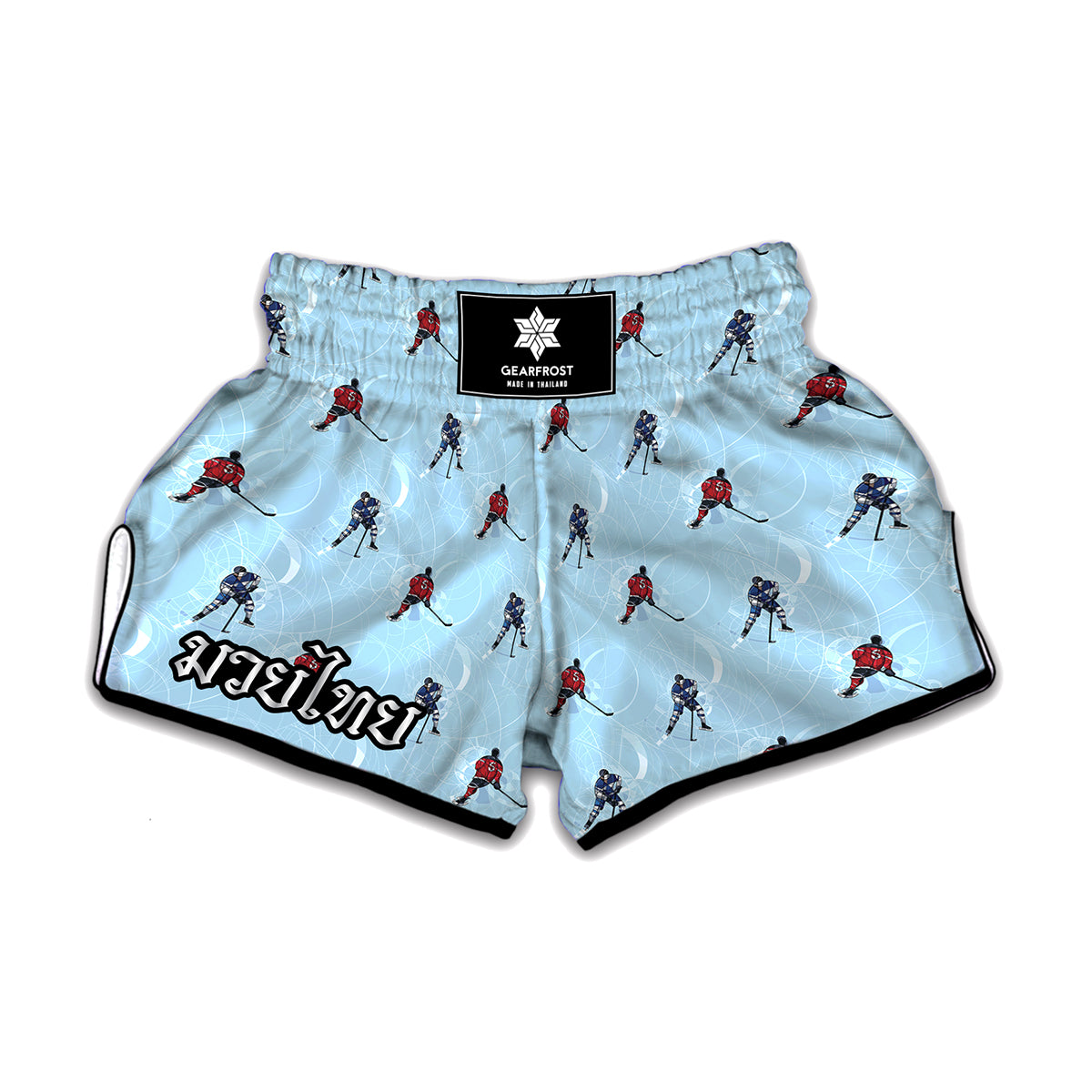 Ice Hockey Players Pattern Print Muay Thai Boxing Shorts