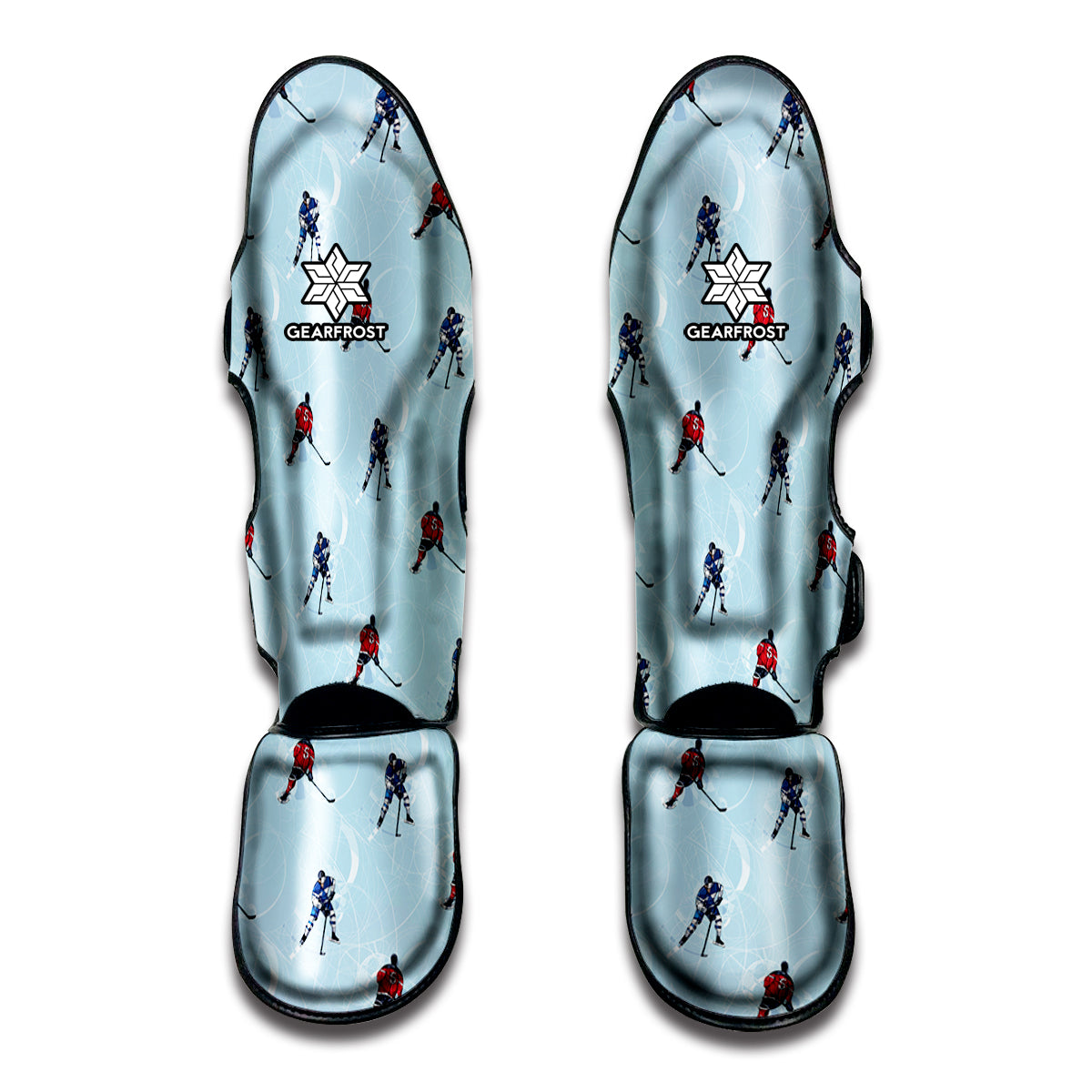 Ice Hockey Players Pattern Print Muay Thai Shin Guards