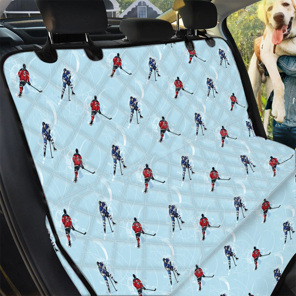 Ice Hockey Players Pattern Print Pet Car Back Seat Cover