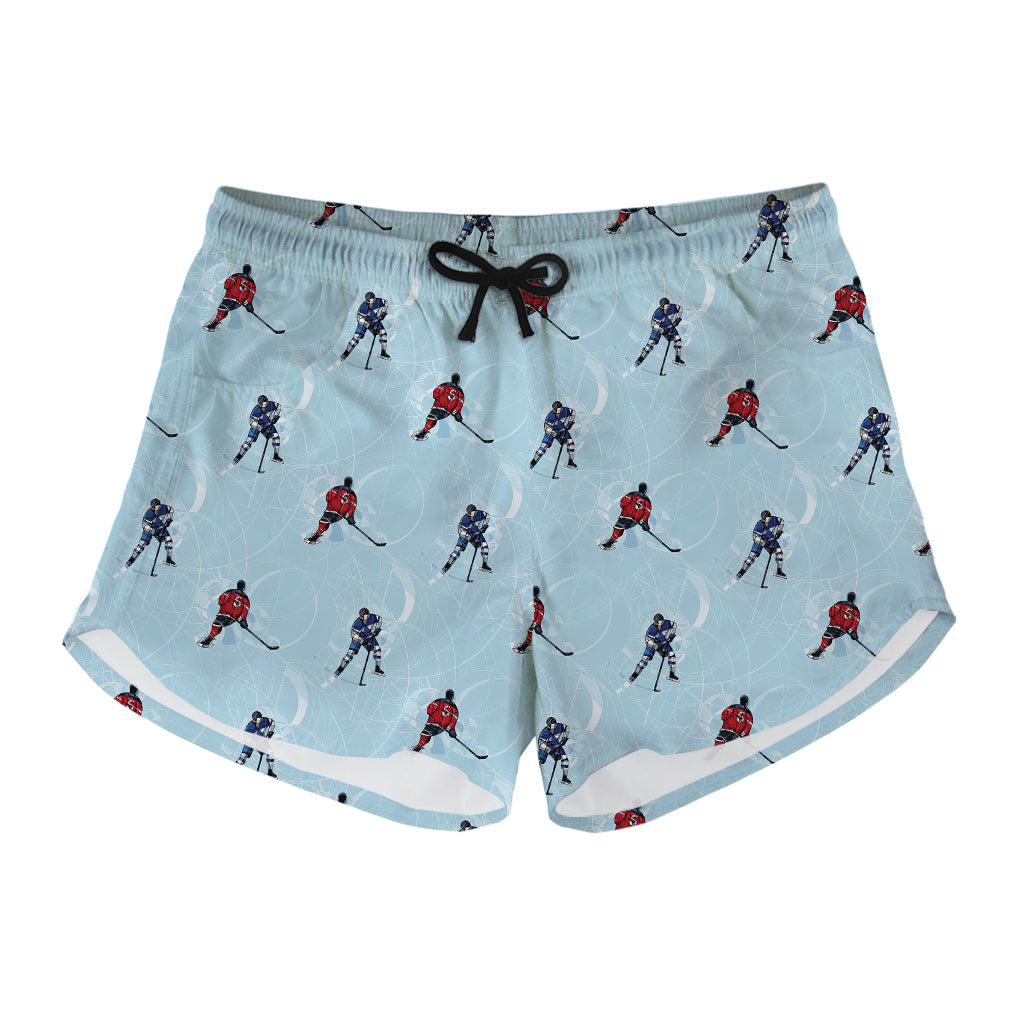 Ice Hockey Players Pattern Print Women's Shorts