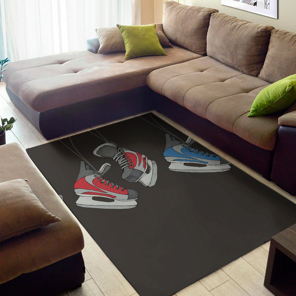 Ice Hockey Skates Print Area Rug