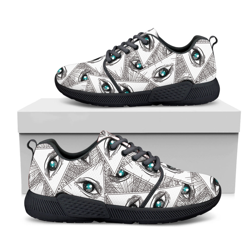 Illuminati Pattern Print Black Athletic Shoes