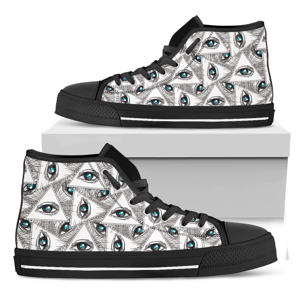 Illuminati Pattern Print Black High Top Shoes