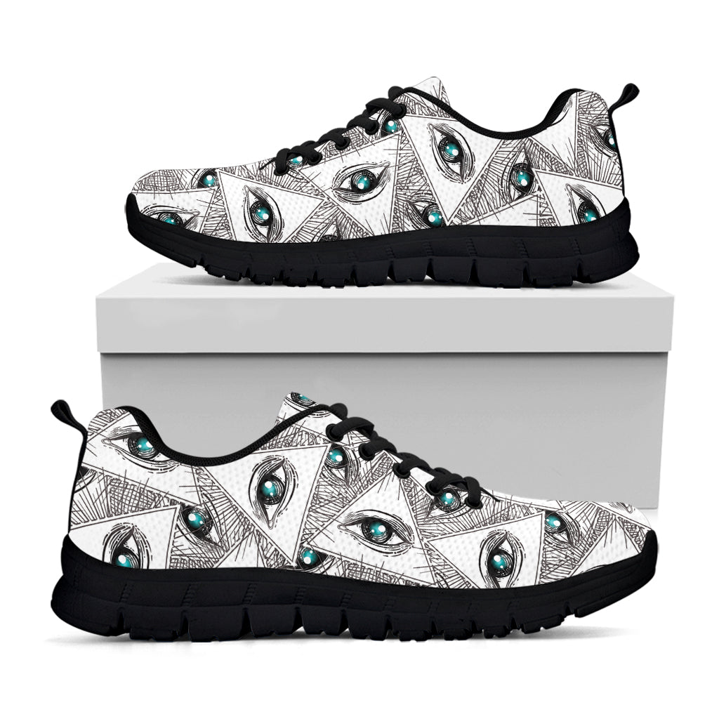 Illuminati Pattern Print Black Sneakers