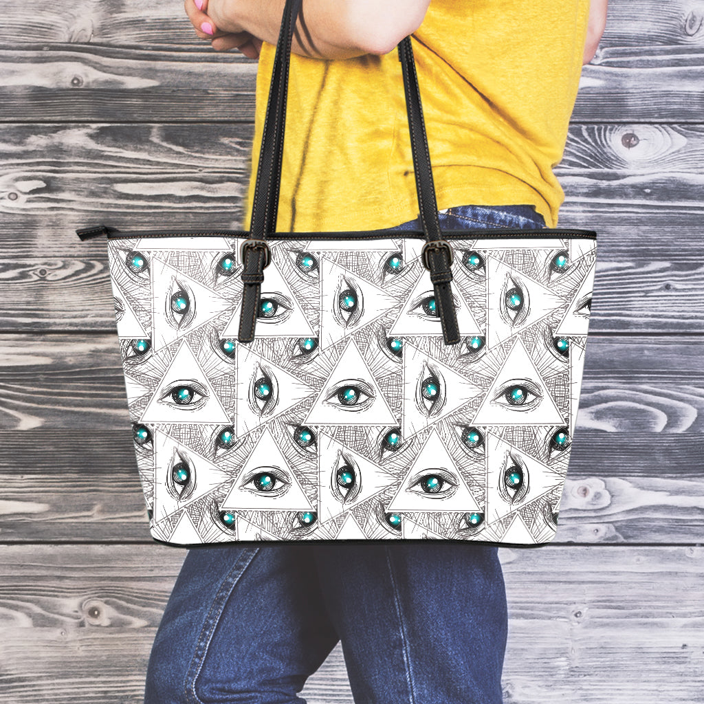 Illuminati Pattern Print Leather Tote Bag