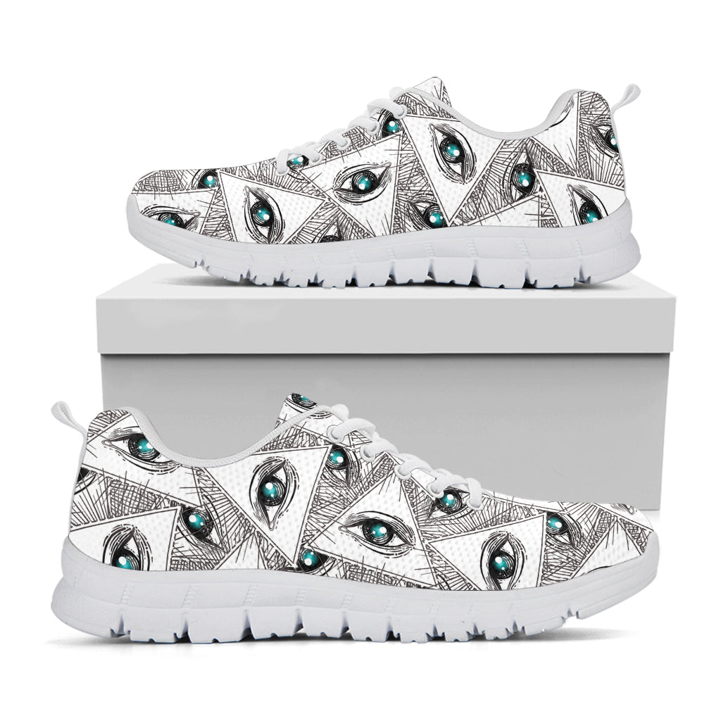 Illuminati Pattern Print White Sneakers