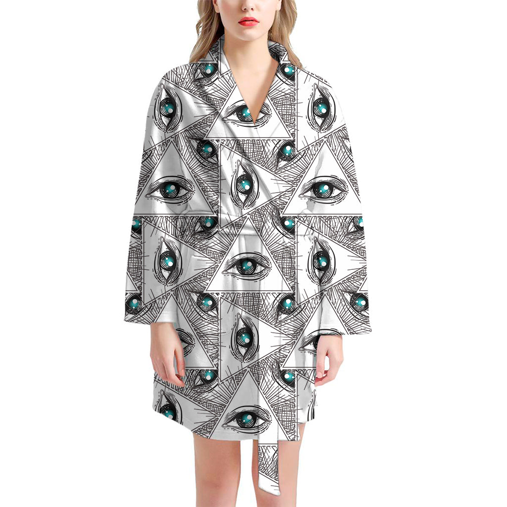 Illuminati Pattern Print Women's Bathrobe