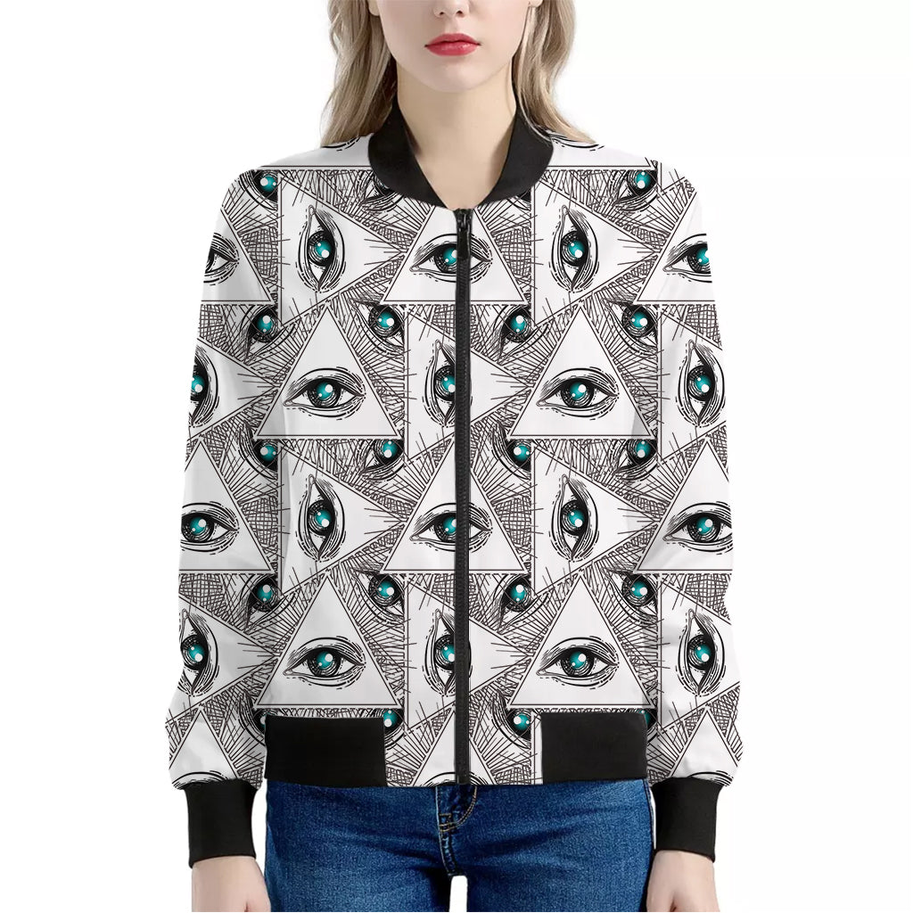 Illuminati Pattern Print Women's Bomber Jacket