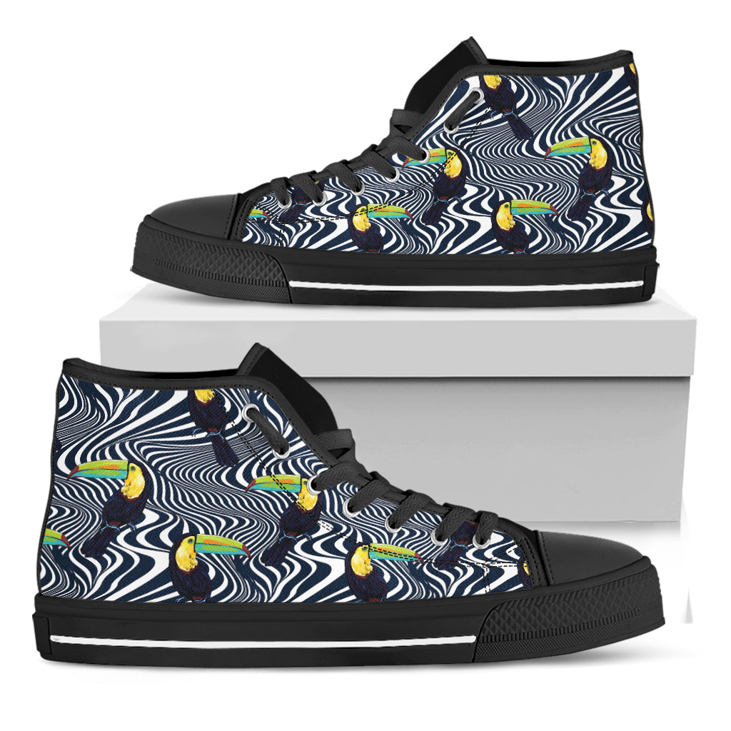 Illusion Toucan Print Black High Top Shoes