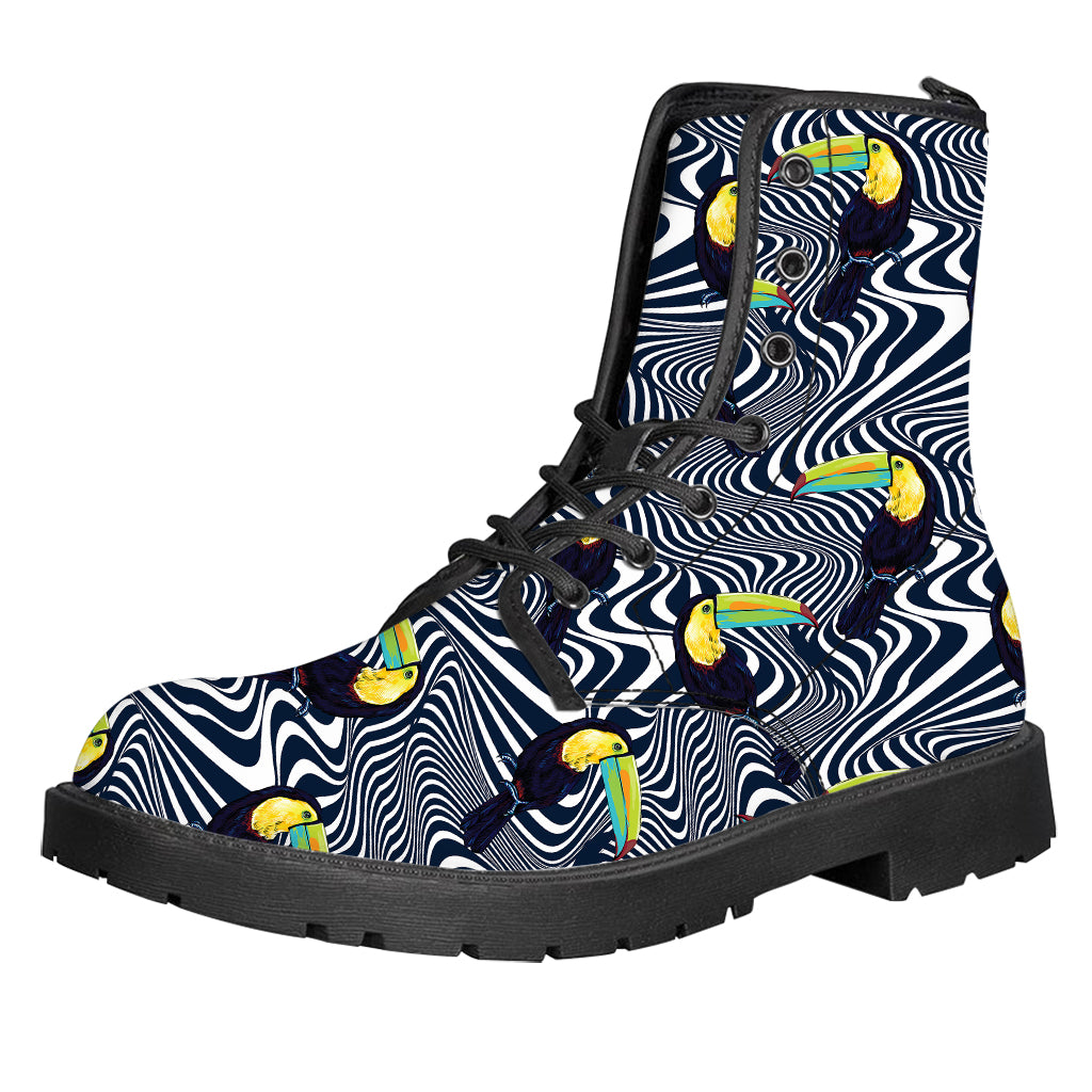 Illusion Toucan Print Leather Boots