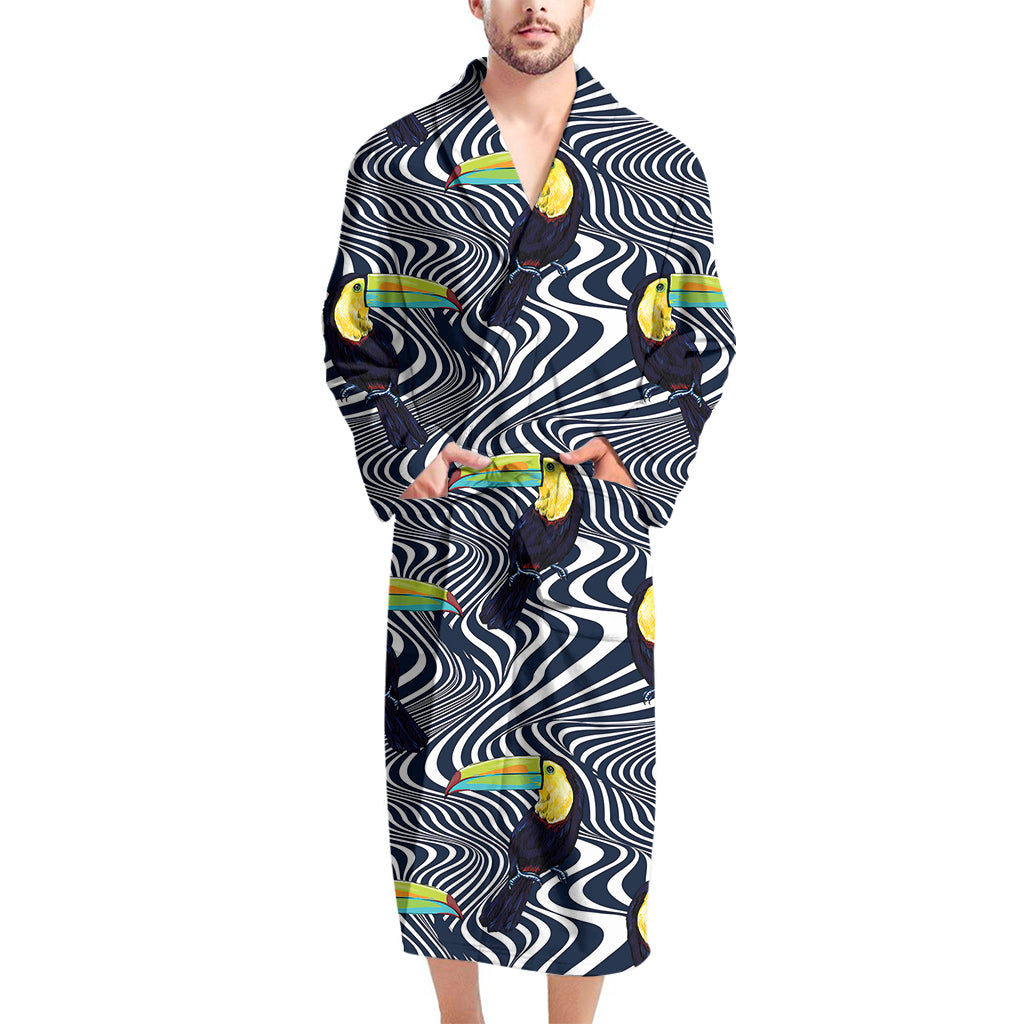 Illusion Toucan Print Men's Bathrobe