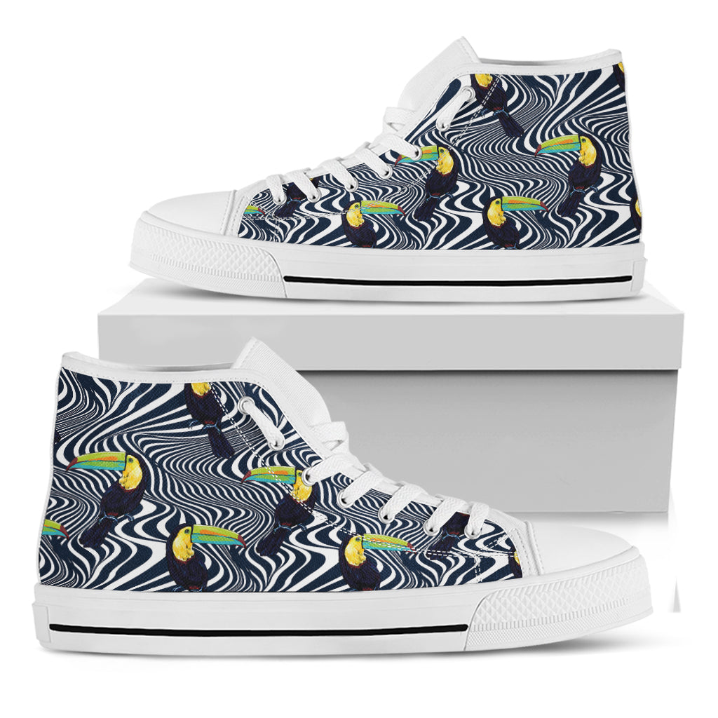 Illusion Toucan Print White High Top Shoes