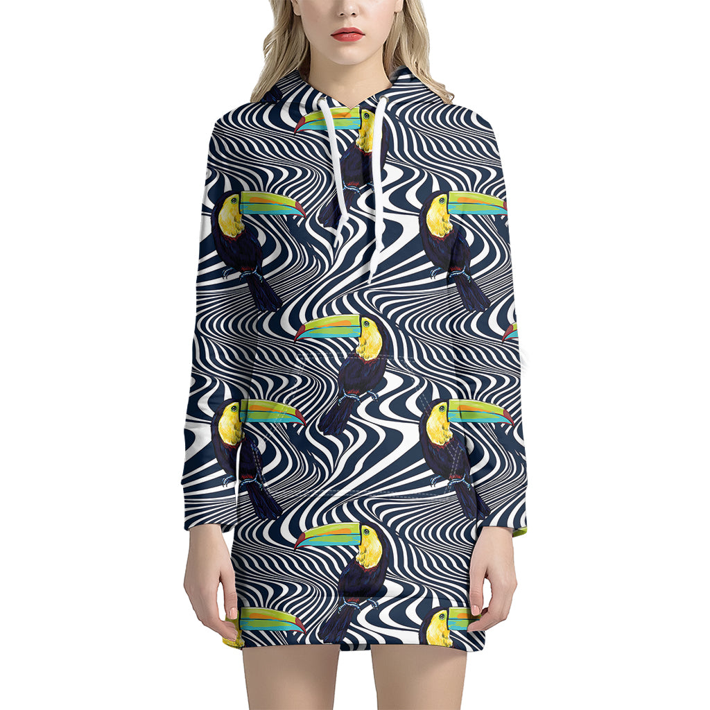 Illusion Toucan Print Women's Pullover Hoodie Dress