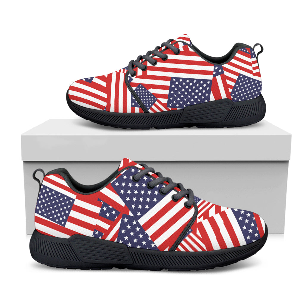 Independence Day USA Flag Pattern Print Black Athletic Shoes