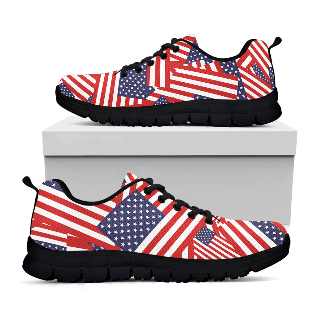 Independence Day USA Flag Pattern Print Black Sneakers