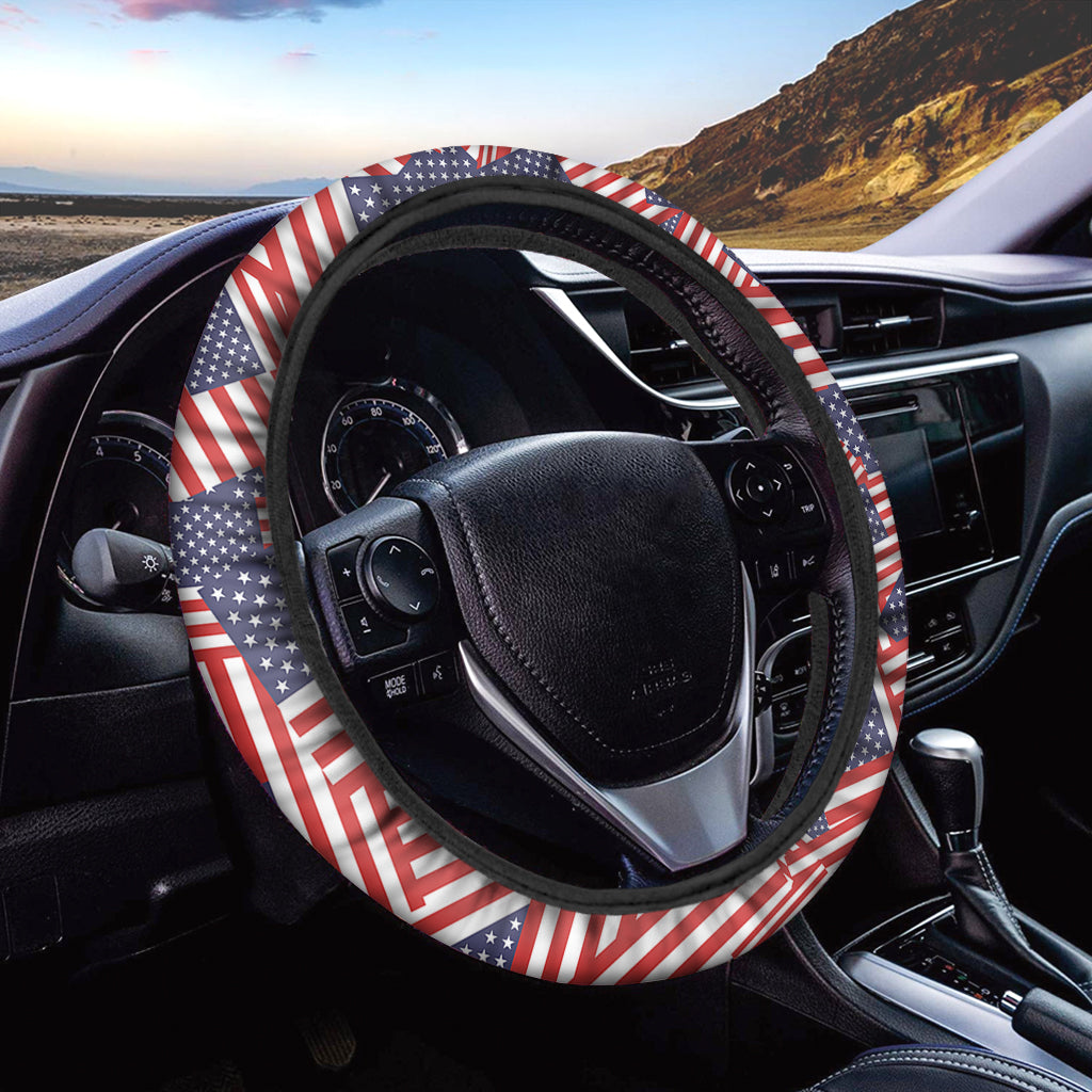 Independence Day USA Flag Pattern Print Car Steering Wheel Cover