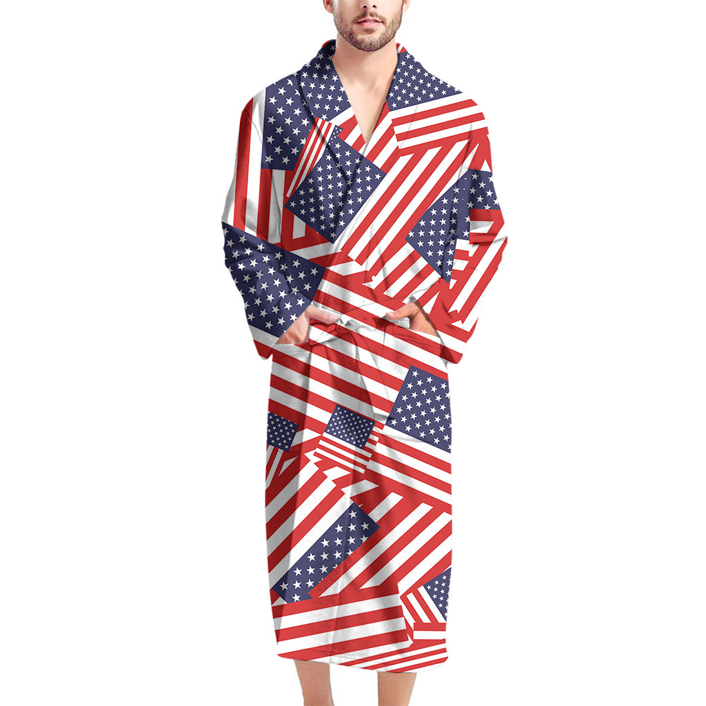 Independence Day USA Flag Pattern Print Men's Bathrobe