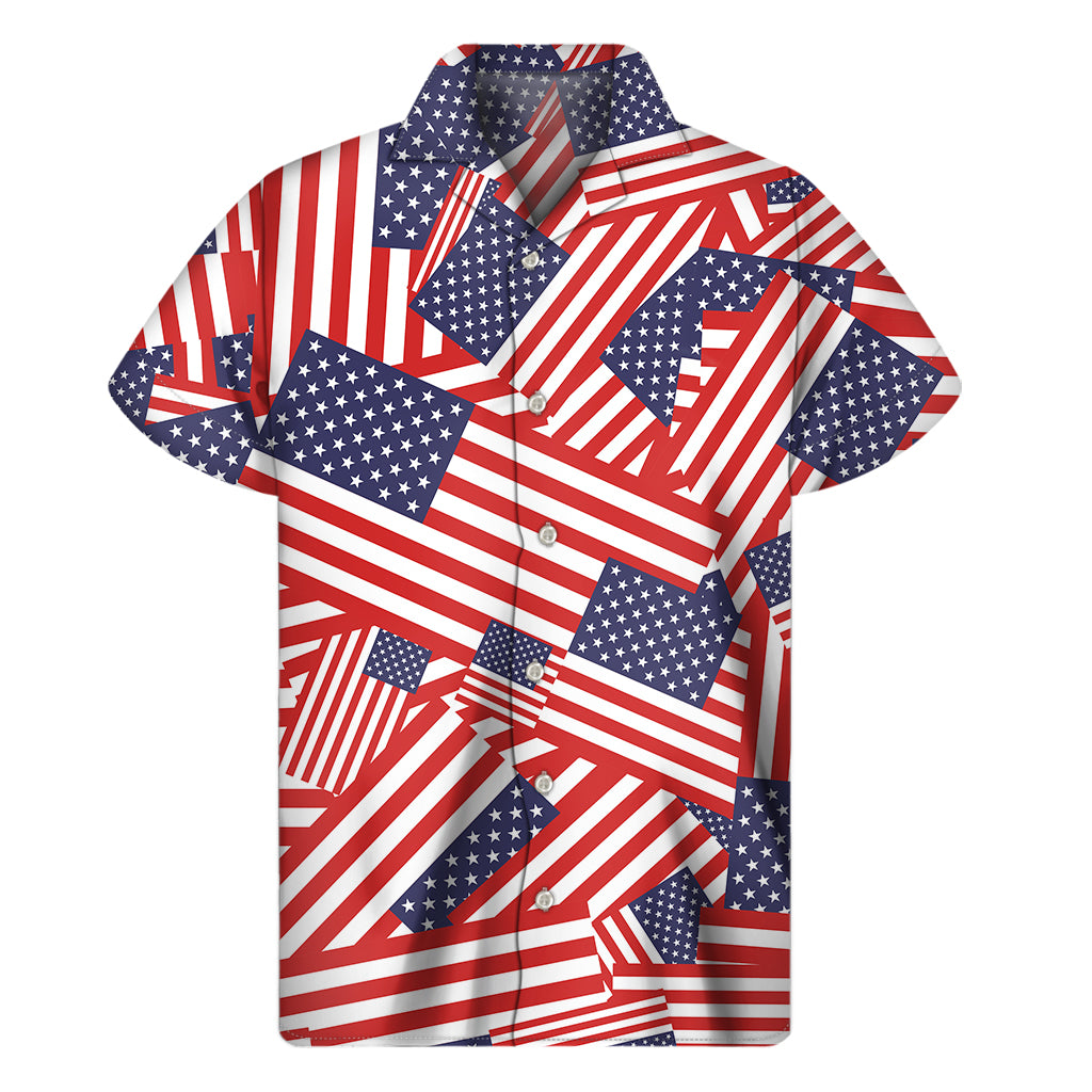 Independence Day USA Flag Pattern Print Men's Short Sleeve Shirt