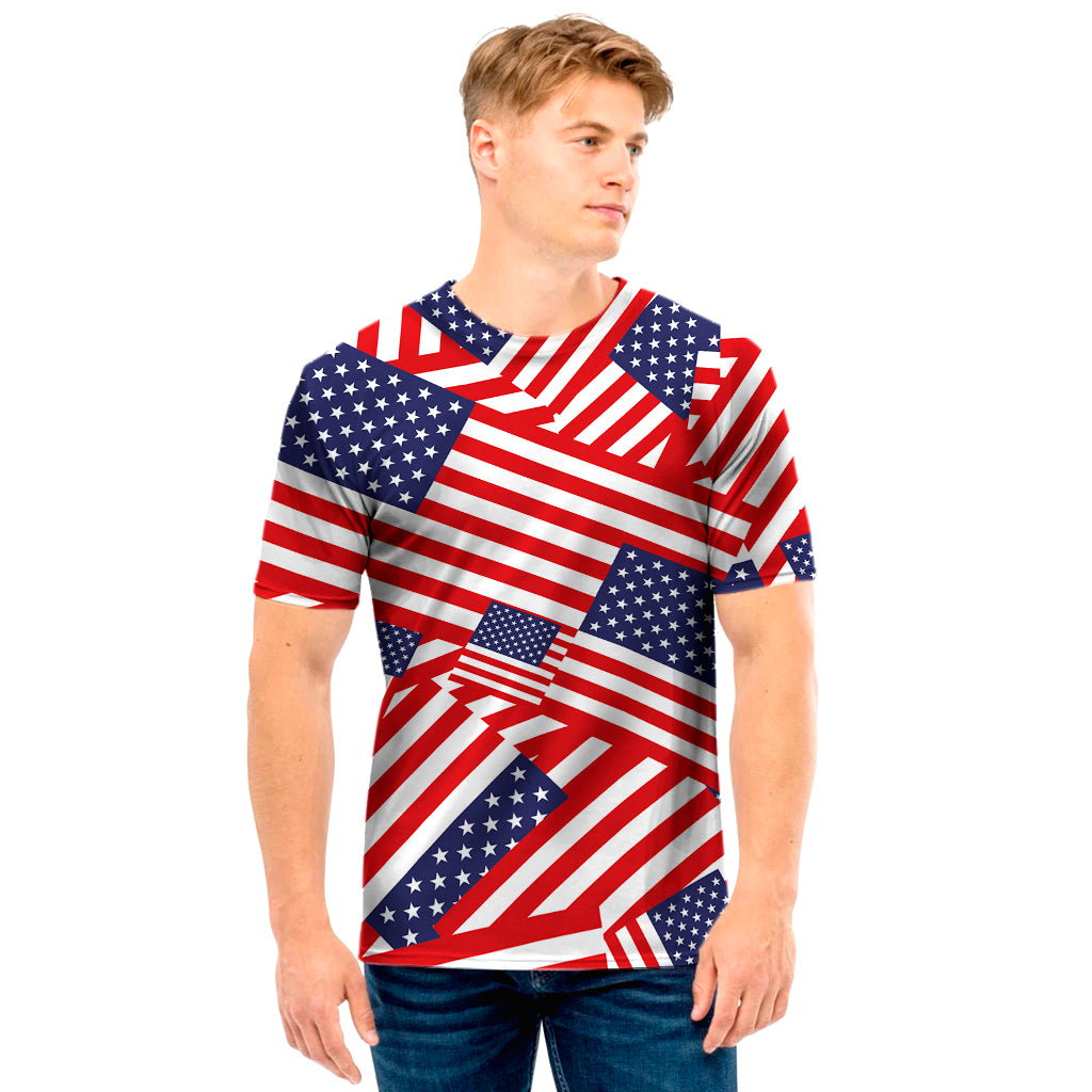 Independence Day USA Flag Pattern Print Men's T-Shirt