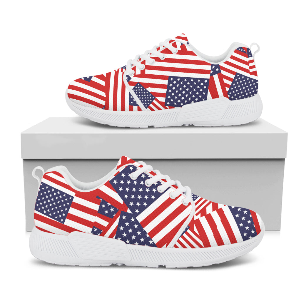 Independence Day USA Flag Pattern Print White Athletic Shoes