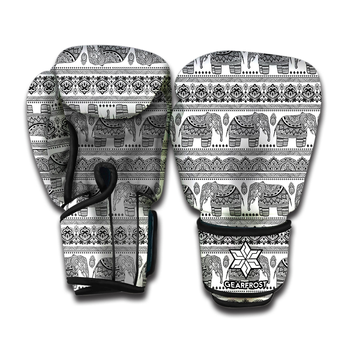 Indian Bohemian Elephant Pattern Print Boxing Gloves