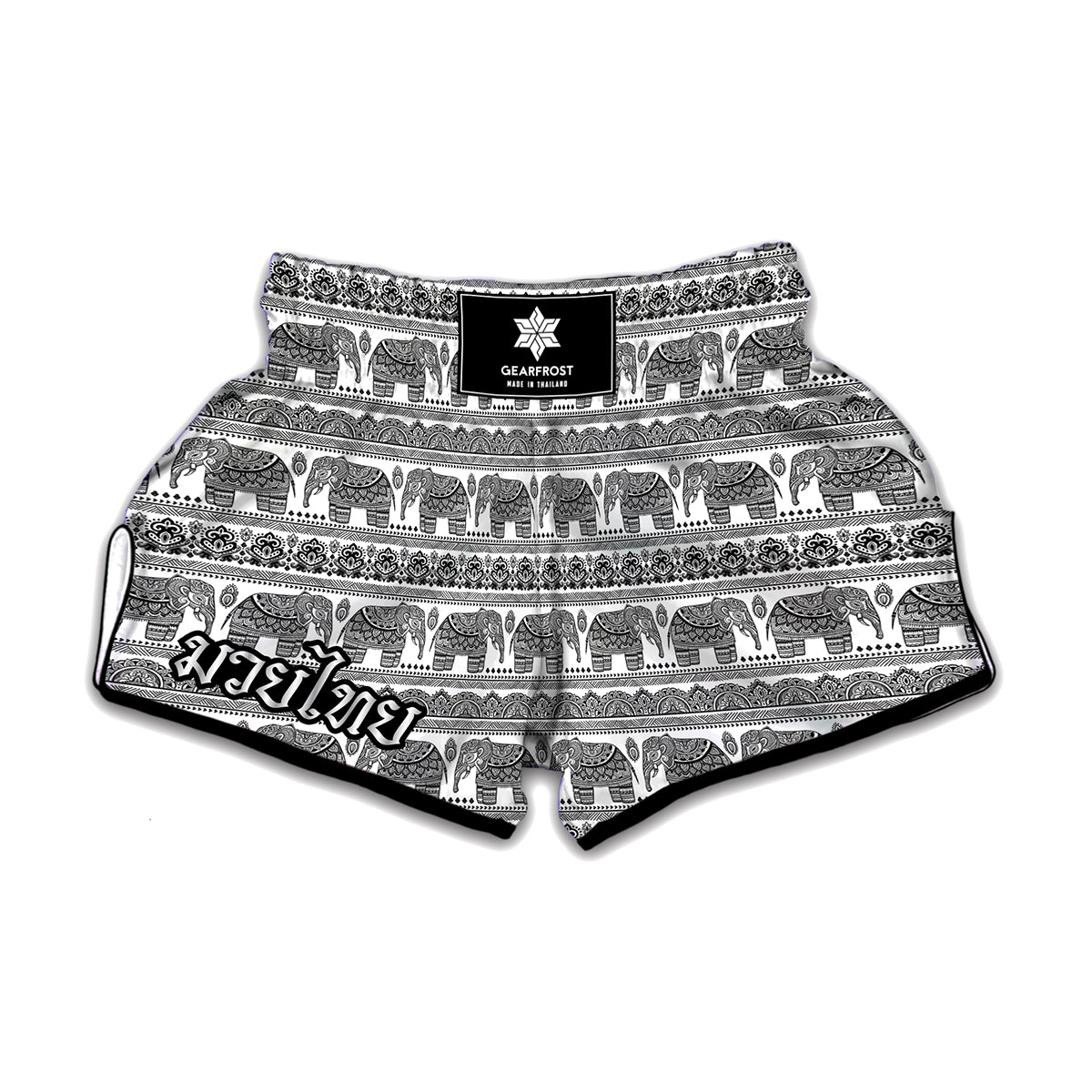 Indian Bohemian Elephant Pattern Print Muay Thai Boxing Shorts