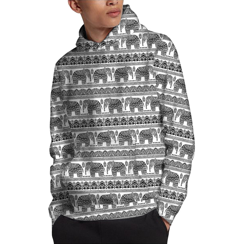 Indian Bohemian Elephant Pattern Print Pullover Hoodie