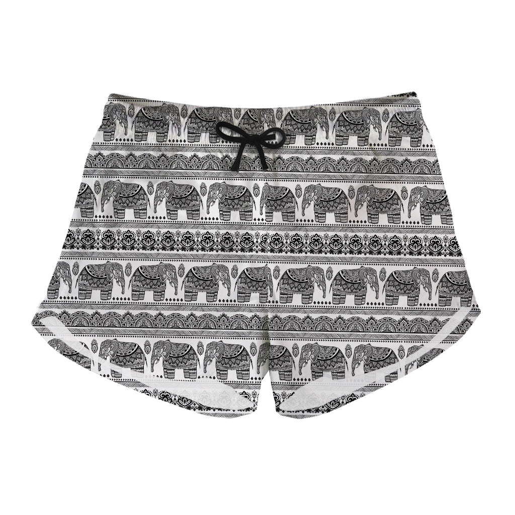 Indian Bohemian Elephant Pattern Print Women's Shorts