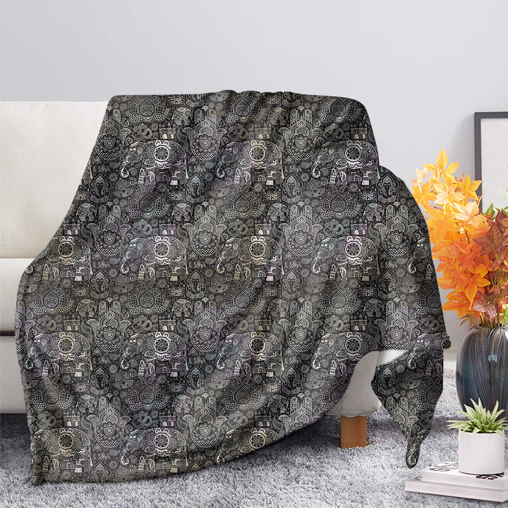 Indian Boho Elephant Pattern Print Blanket