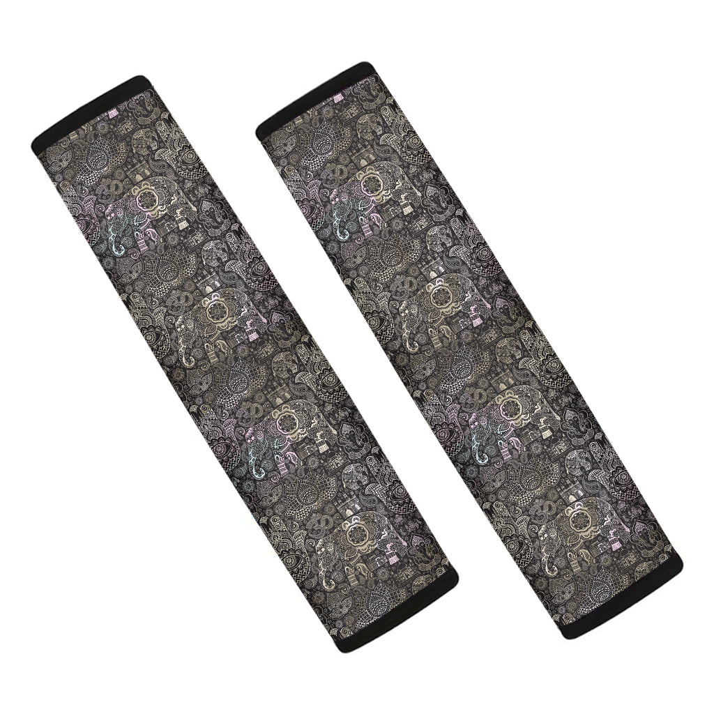 Indian Boho Elephant Pattern Print Car Seat Belt Covers