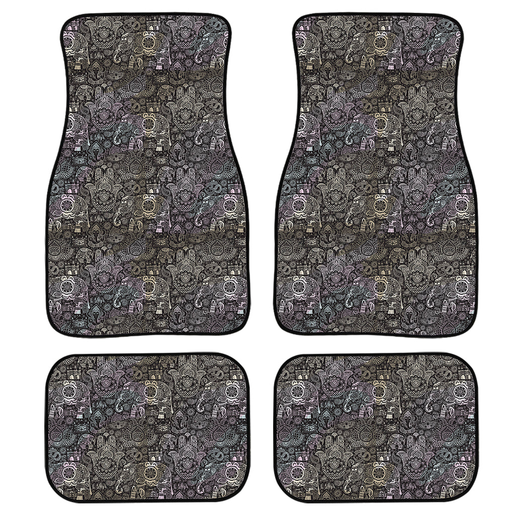 Indian Boho Elephant Pattern Print Front and Back Car Floor Mats