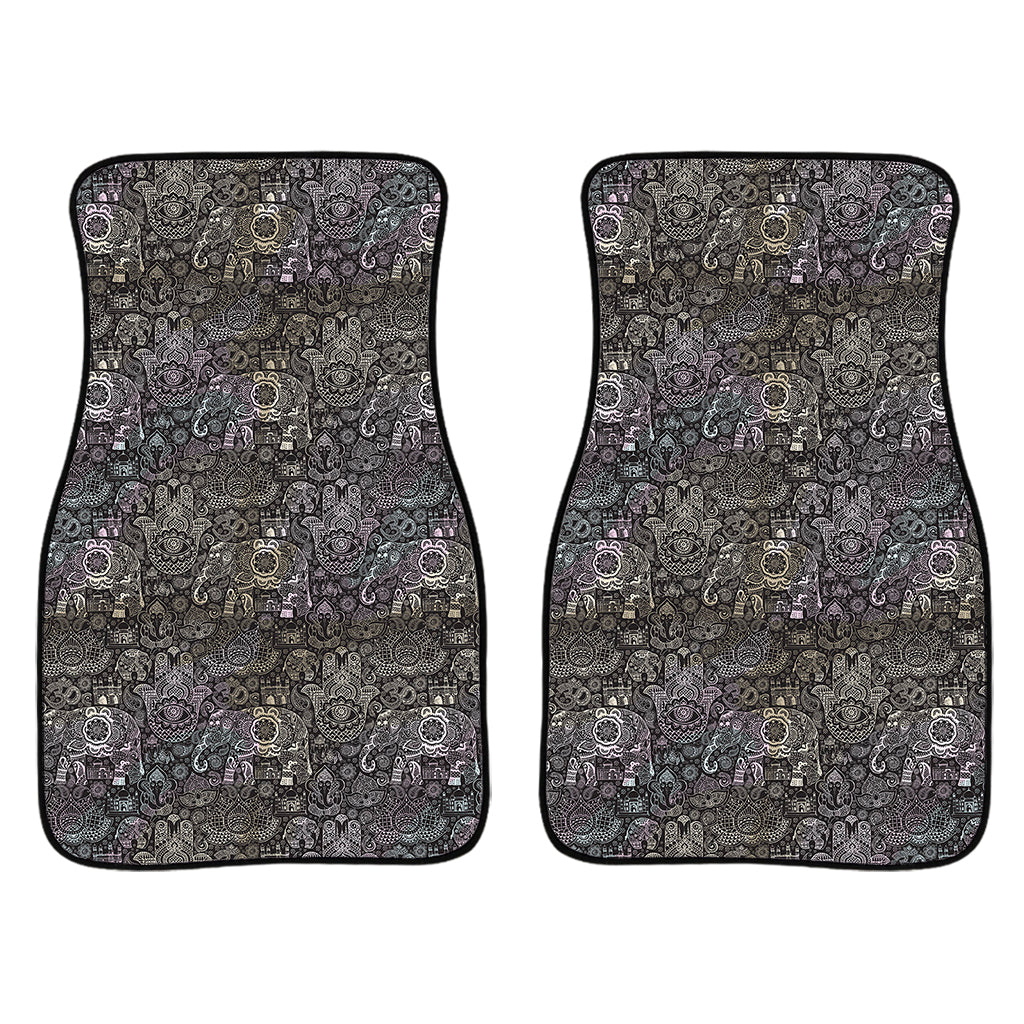 Indian Boho Elephant Pattern Print Front Car Floor Mats