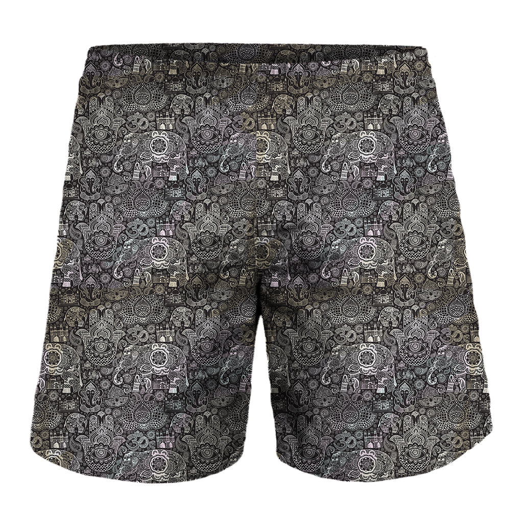 Indian Boho Elephant Pattern Print Men's Shorts