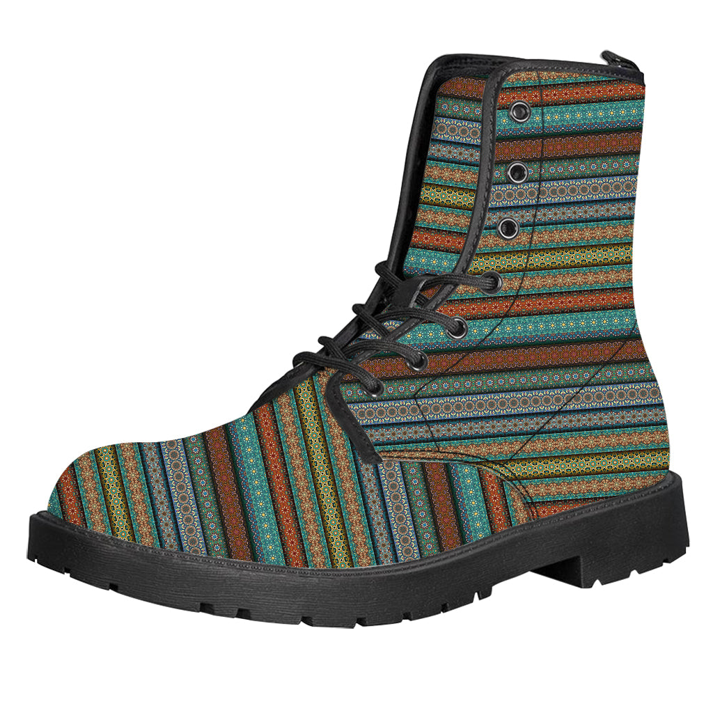 Indian Ethnic Pattern Print Leather Boots