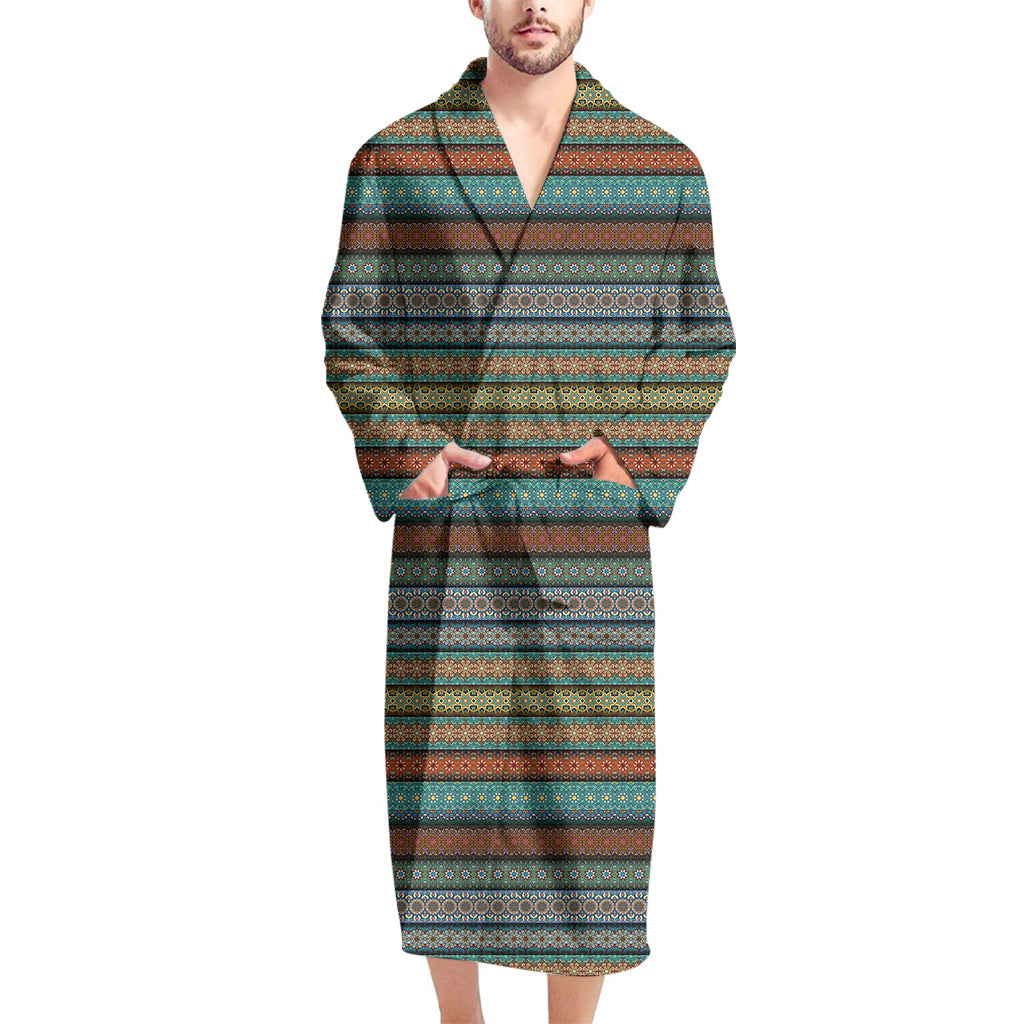 Indian Ethnic Pattern Print Men's Bathrobe